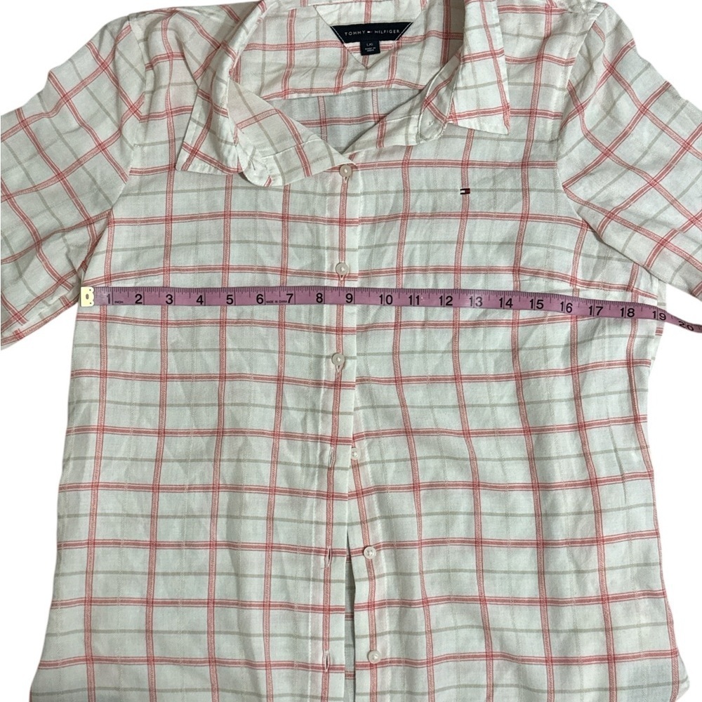 Tommy Hilfiger Red Plaid Button Down Shirt Women’s Large - Picture 6 of 9
